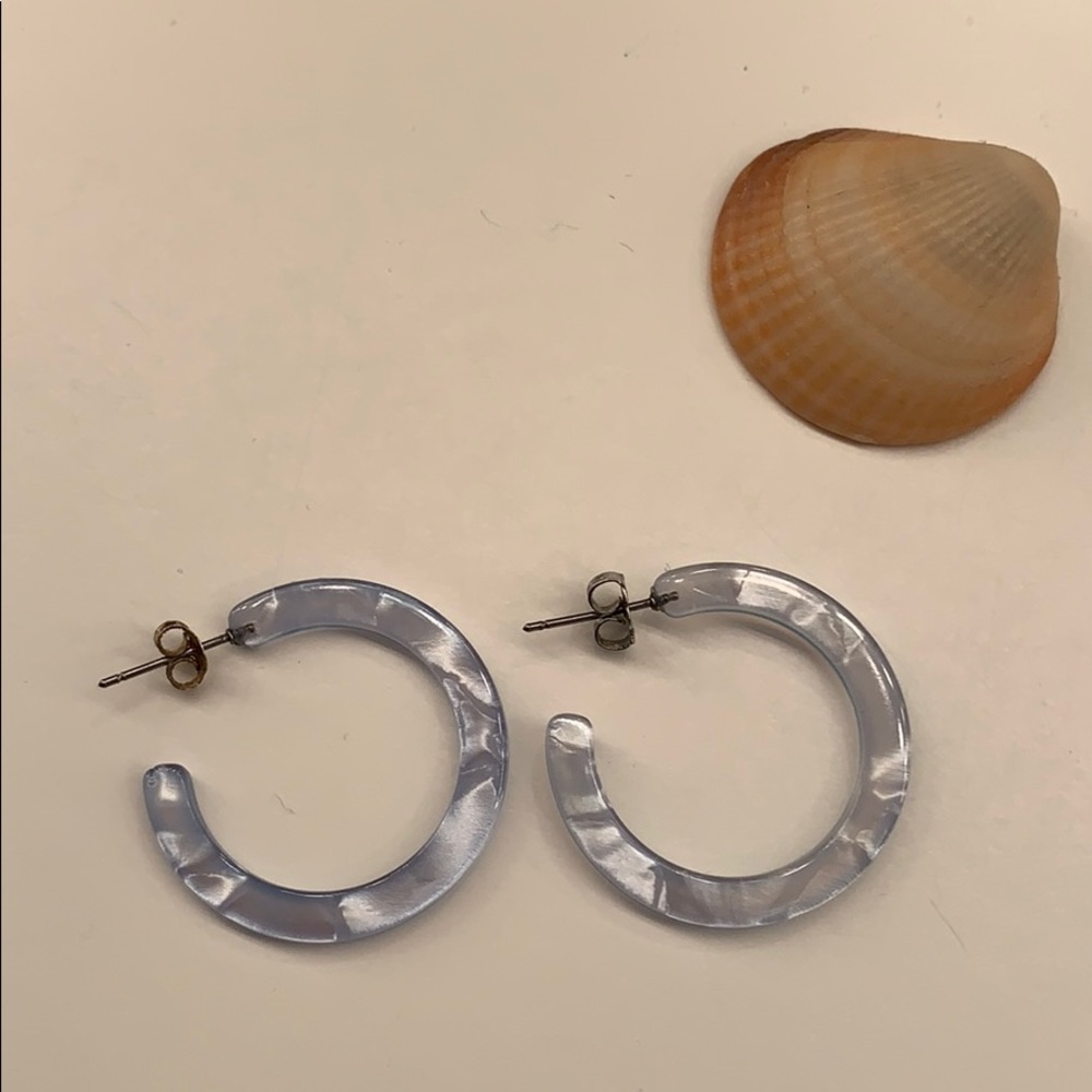Acetate hoop earrings, light blue